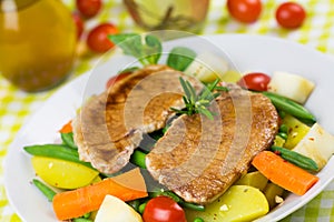 Grilled Cutlet Food , with colorful vegetable