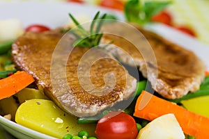 Grilled Cutlet Food , with colorful vegetable