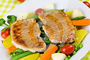 Grilled Cutlet Food , with colorful vegetable