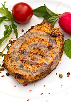 Grilled cutlet or schnitzel of pork