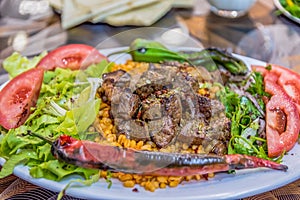 grilled delicious liver Turkish shish kebab