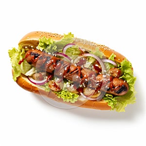 Grilled Dog With Lettuce And Onions: A Neogeo Twist