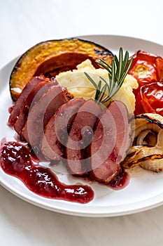 grilled duck breast with sauce