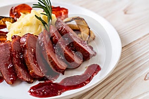 grilled duck breast with sauce