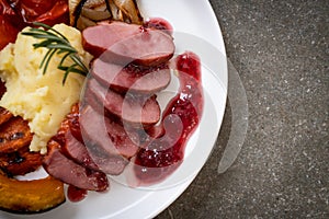 grilled duck breast with sauce