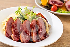 grilled duck breast with sauce