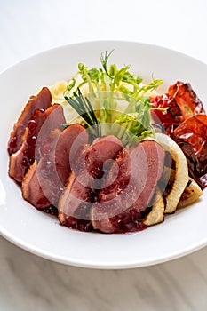 grilled duck breast with sauce