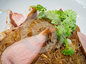 Grilled duck with vermicelli