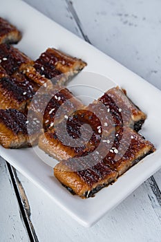 Grilled eel or unagi with sweet soy sauce