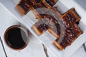 Grilled eel or unagi with sweet soy sauce