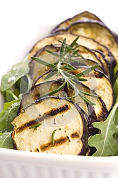 Grilled eggplant slices on a plate