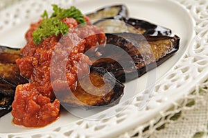 Grilled Eggplant with Tomato Sauce