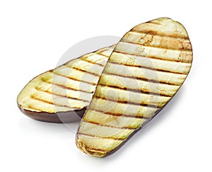 Grilled eggplant on white background