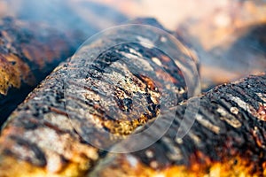 Grilled fish on charcoal grill. Fresh fish barbecue