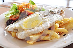 Grilled fish and Chips