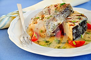 Grilled fish fillet photo