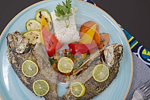 Grilled fish a la carte meal with white rice