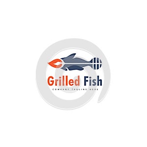 Grilled Fish Logo Icon Design vector, Fish Logo, Restaurant logo, Grill Logo, logo design, branding design, see food logo, minimal