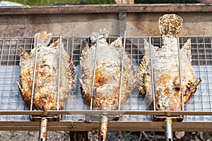 Grilled fish on the market