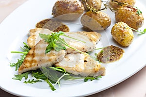 grilled fish with grilled potatoes