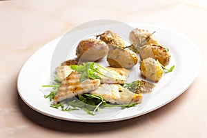 grilled fish with grilled potatoes