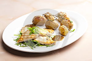 grilled fish with grilled potatoes