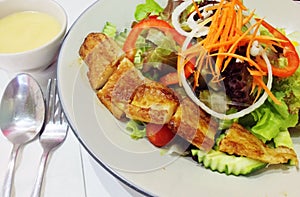 Grilled Fish Salad with Lamon Sauce