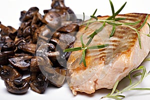 Grilled fish, salmon steak