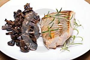 Grilled fish, salmon steak