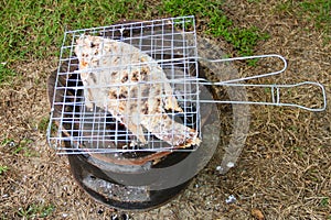 Grilled fish with salt