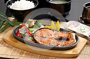 Grilled Fish Steak, Rice Set Japanese food