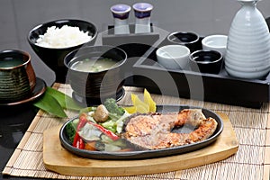 Grilled Fish Steak, Rice Set Japanese food