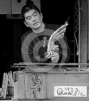 Grilled Fish at a street stall in Kyoto, Japan