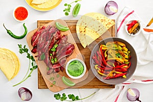 Grilled flank stake fajitas