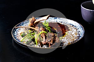 Grilled foods - rack of lamb with parsley, white radish and grocery
