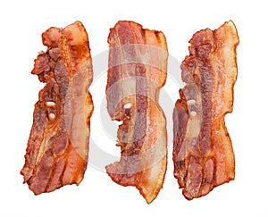 Grilled fresh bacon isolated on white background