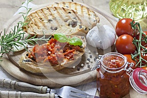 Grilled Garlic Bread with italian Bruschetta