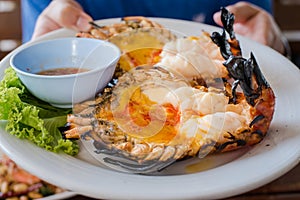 Grilled Giant River Prawn with spicy sauce