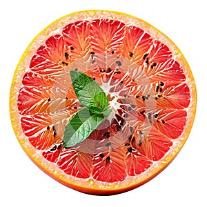 grilled grapefruit, topped with a sprinkle of brown sugar and a sprig of fresh mint, delicates food, isolated on