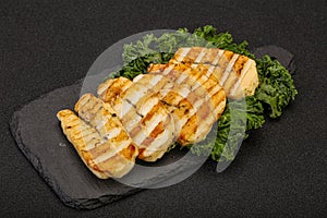 Grilled Greek haloumi cheese with herbs