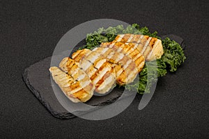 Grilled Greek haloumi cheese with herbs