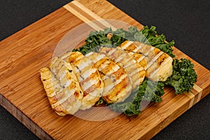 Grilled Greek haloumi cheese with herbs