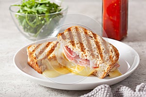 Grilled ham and cheese sandwich photo