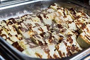 Grilled Helloumi hellim in tray