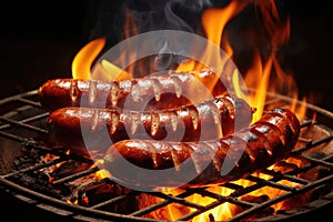 Grilled Hot Dogs with Flames