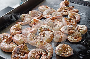 Grilled jumbo shrimp on the grill