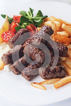 Grilled kebab with french fries