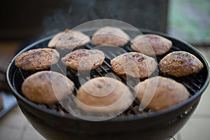 Grilled Kibbeh (Kebbeh) on the grill. BBQ (Barbecue) photo