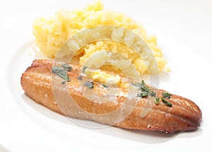 Grilled kipper and mashed potato