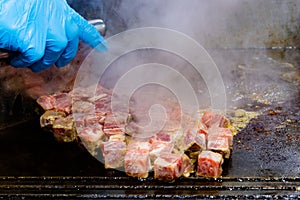 Grilled Kobe Beef Cube, Kobe beef teppanyaki Steak